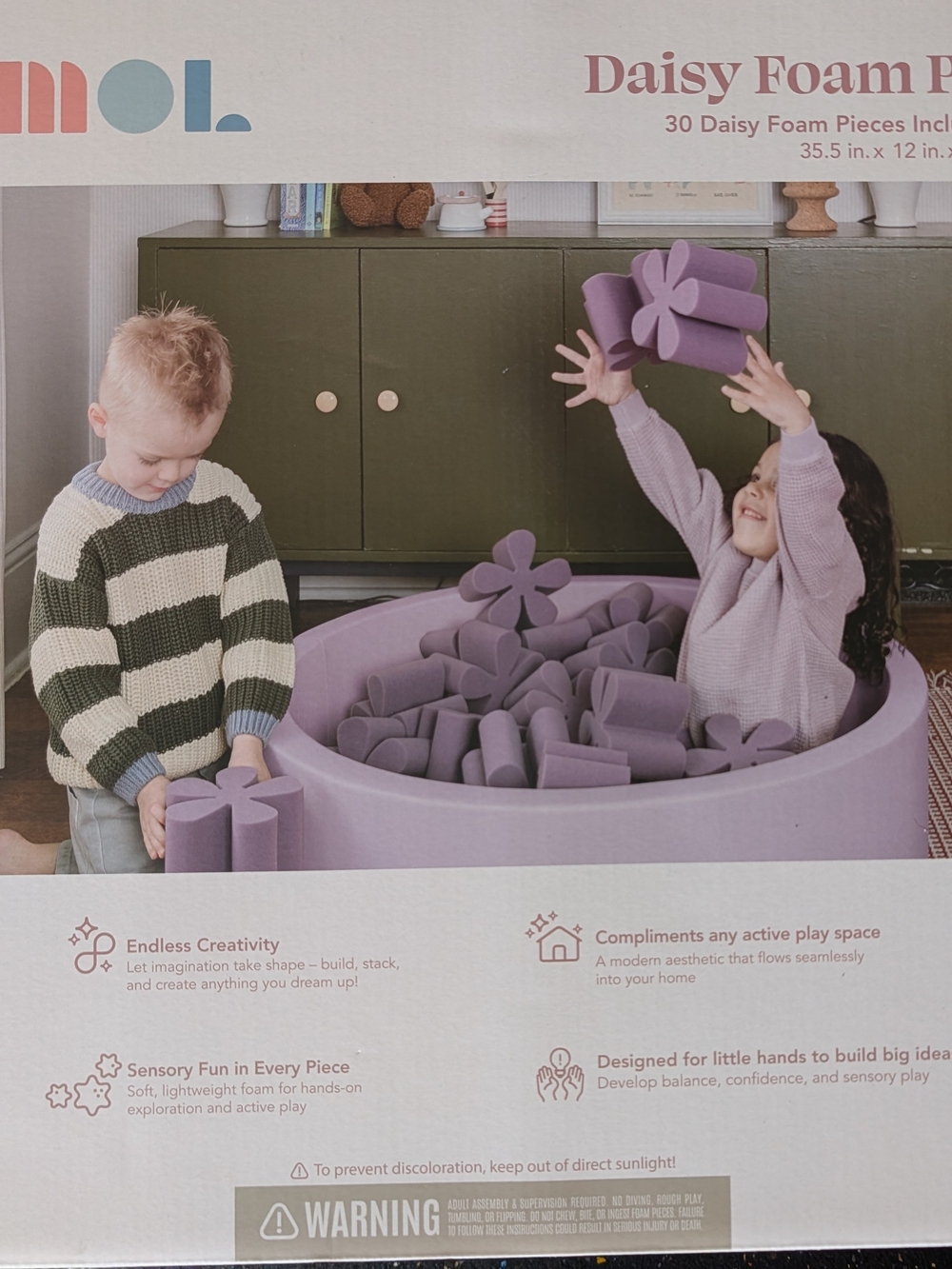 SMOL Foam Pit with Daisy Foam - 30pc — Lavender Purple Creative Blocks for Kids